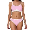 thumbnail image 1 of Women's Low Waisted Bikini Ribbed Two Piece Swimsuit Color Block Bathing Suit Women's Sports Bikini Set With Adjustable Shoulder Straps, 1 of 7