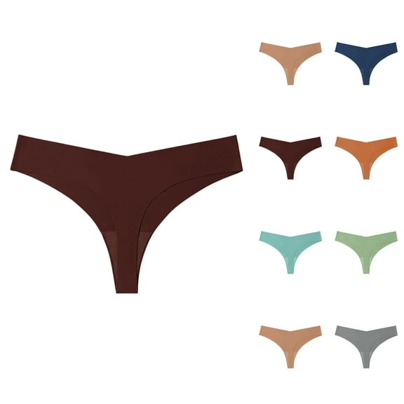 Women's Low Waisted Ice Silk Seamless Crotch Breathable T Shaped Large Underwear Ladies Panties