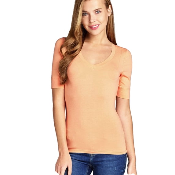 Women's Low-cut Size V-neck Elbow Half Sleeve Top