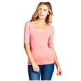 thumbnail image 1 of Women's Low-cut  Size V-neck Elbow Half Sleeve Top, 1 of 1