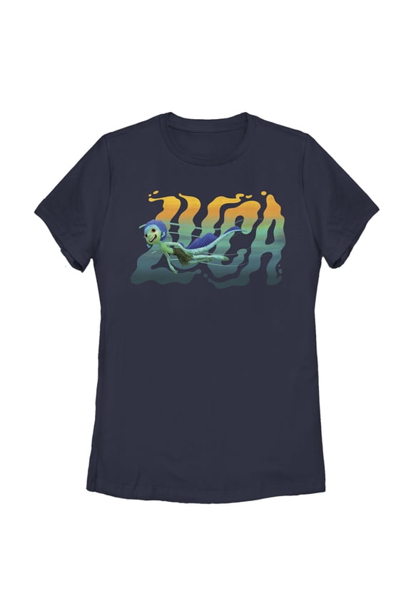 Women's Luca Sea Monster Logo  Graphic Tee Navy Blue Small
