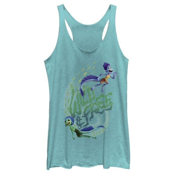 Women's Luca Wild & Free  Racerback Tank Top Tahiti Blue 2X Large