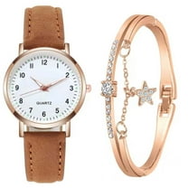 Women's Luminous Watch under $5! Yannianjz Women's Quartz Watch with Luminous Dial, Vintage Watch with Leather Strap, Retro Round Watch with Bracelet, Classic Wristwatch for Women Fashion