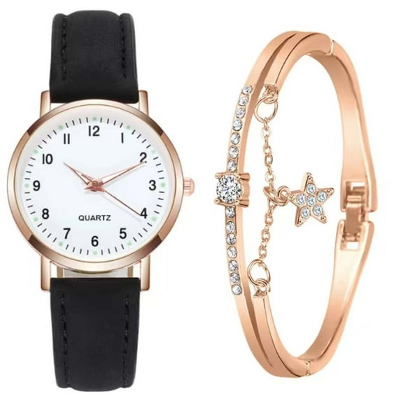 Women's Luminous Watch under $5! Yannianjz Women's Quartz Watch with Luminous Dial, Vintage Watch with Leather Strap, Retro Round Watch with Bracelet, Classic Wristwatch for Women Fashion