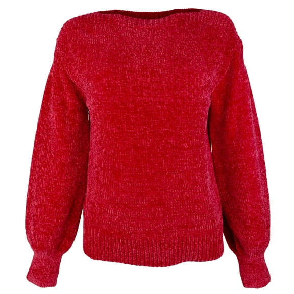 Women's Luna Chenille Boatneck long Sleeve Sweater TRd XS