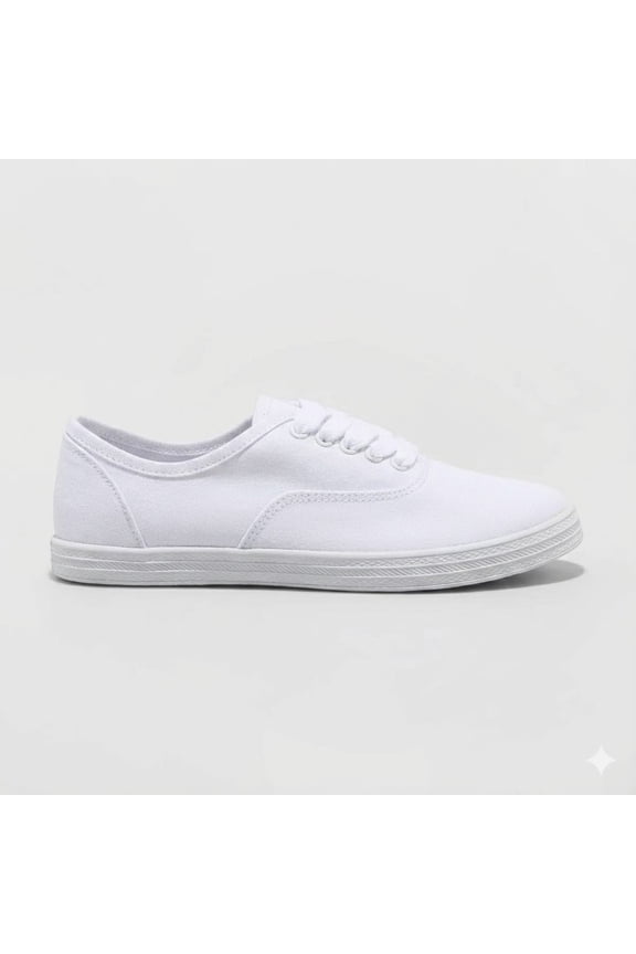 Women's Lunea Wide Width Lace-up Sneakers - White 9W: Canvas Low Top, Closed Round Toe