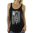 thumbnail image 1 of Women's Lung Cancer Distressed American Flag Graphic Racerback Tank Tops Fight White Ribbon, 1 of 4