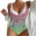 thumbnail image 1 of Women's Lurex One Piece Swimsuit V Neck Tummy Control Backless Bathing Suits Sparkling Bathing Suit 2026 Swimming Swimwear, 1 of 2