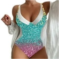 thumbnail image 1 of Women's Lurex One Piece Swimsuit V Neck Tummy Control Backless Bathing Suits Sparkling Bathing Suit 2026 Swimming Swimwear, 1 of 2