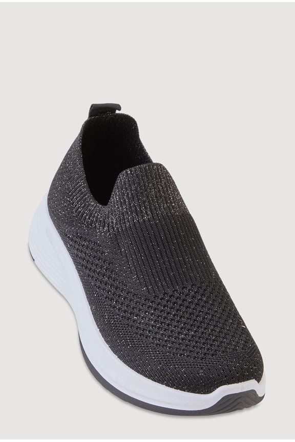 Women's Lurex Textured Knit Slip On Sneakers