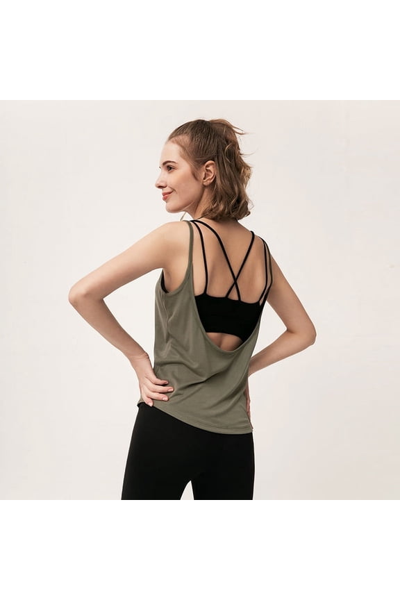 Women's Luxe Backless Jersey V-Neck Relaxed Fit Sleeveless Tunic Top Summer Soft Sleeveless Camisole