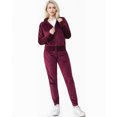 thumbnail image 1 of Women’s LuxeVelvet Full-Zip Hoodie & Jogger Tracksuit Set, 1 of 2