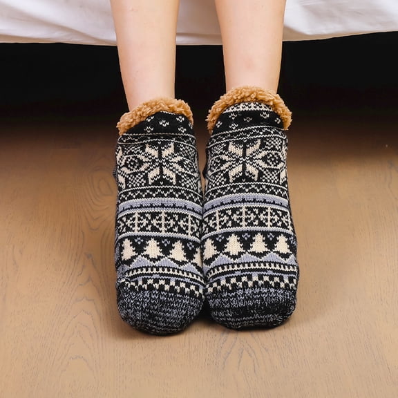 Women's Luxurious Fuzzy Slipper Socks, Plush Lining and Anti-Skid Bottom for Safety US 6 to 13