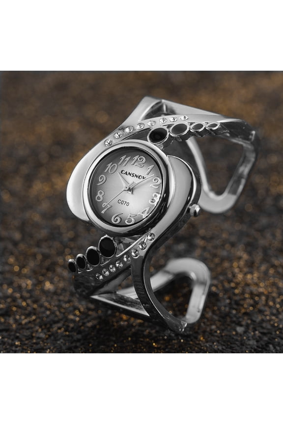 Women's Luxury Bangle Watch - New Quartz Wristwatch with Rhinestone Accents, Crystal-Embellished Design, Elegant Fashion Style for Ladies