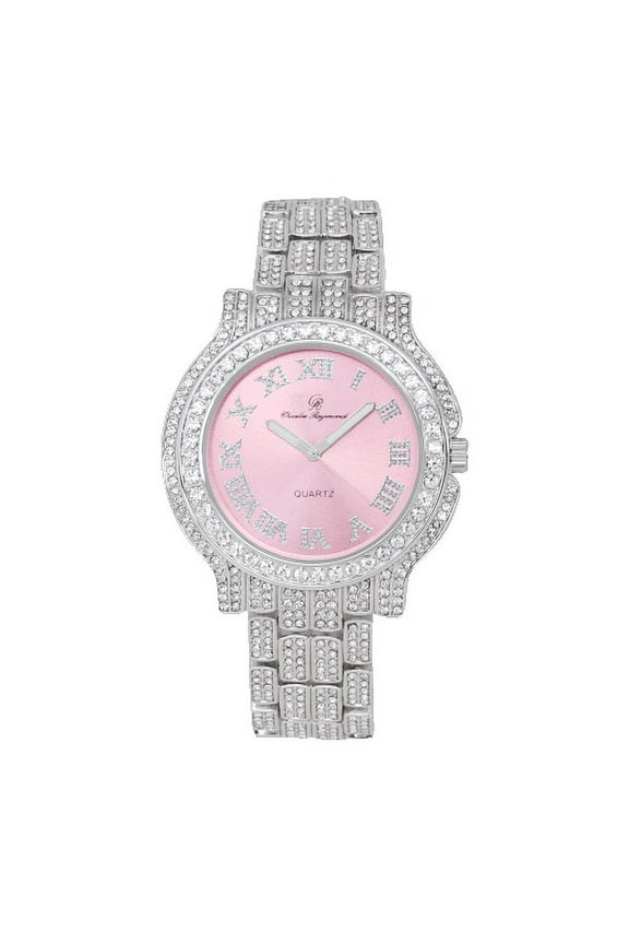 Women's Luxury Crystal Diamonds Iced Out Watch, a True Testament to blinged-Out Beauty and Timeless Glamour (L0504LA SLV-Pink)