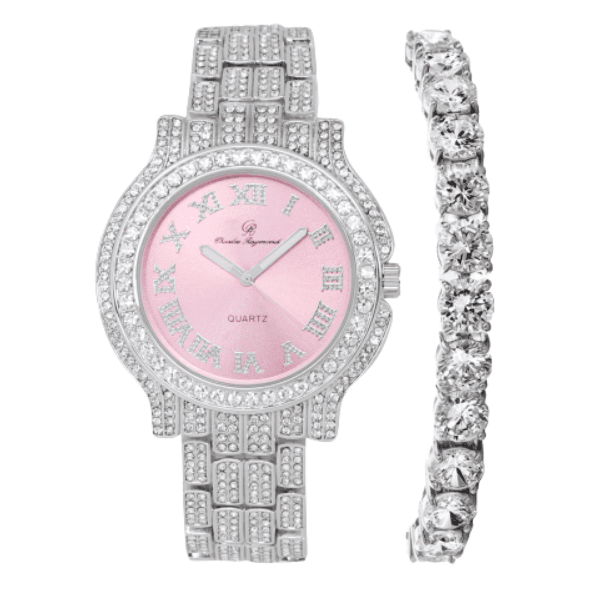 Women's Luxury Crystal Diamonds Iced Out Watch, a True Testament to blinged-Out Beauty and Timeless Glamour (L0504LA-T SLV-Pink)