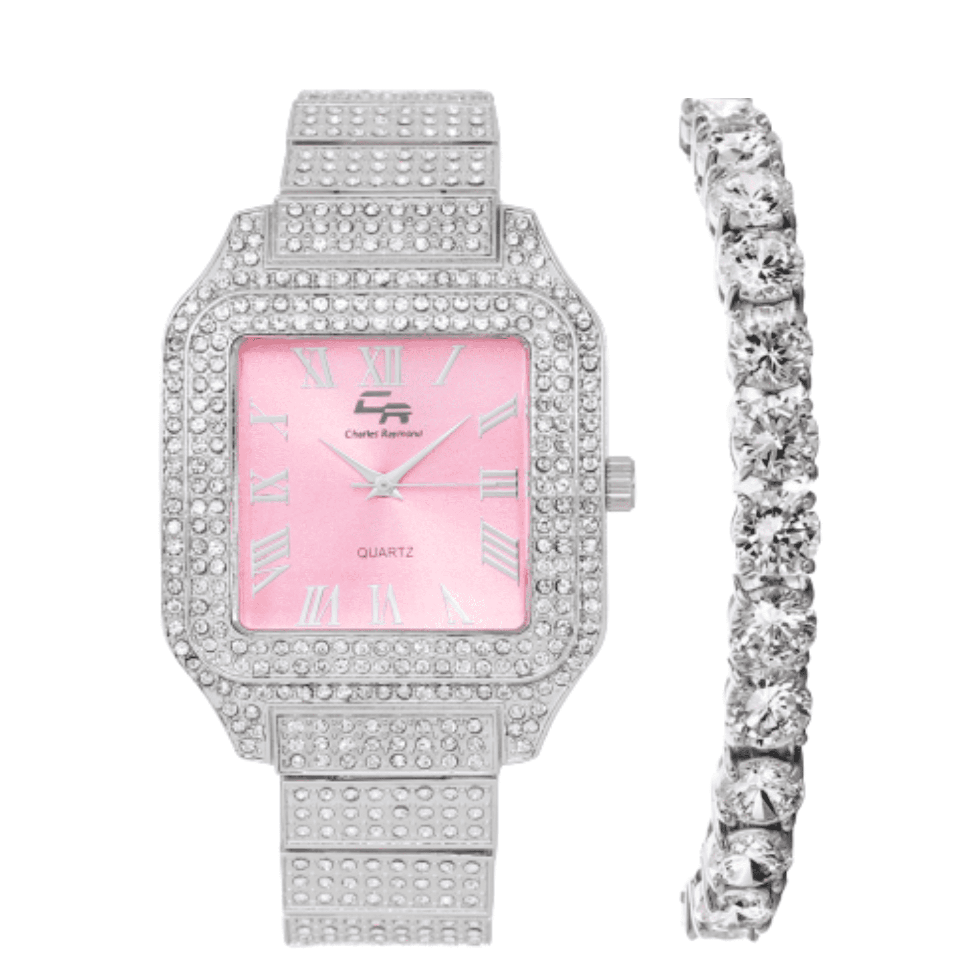 Women's Luxury Crystal Diamonds Iced Out Watch, a True Testament to blinged-Out Beauty and Timeless Glamour (L0513LA-T SLV-Pink)