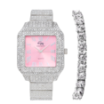 thumbnail image 1 of Women's Luxury Crystal Diamonds Iced Out Watch, a True Testament to blinged-Out Beauty and Timeless Glamour (L0513LA-T SLV-Pink), 1 of 7