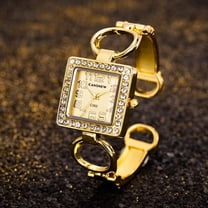 Women’s Luxury Crystal Square Bracelet Watch – Fashion Gold-Tone Quartz Wristwatch Elegant Jewelry Style