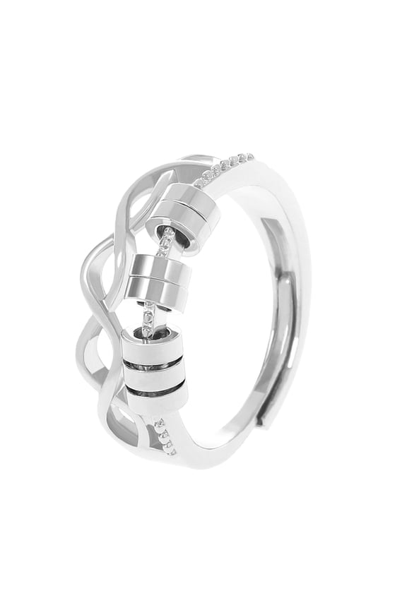 Women's Luxury Fashion Spinner Rings Featuring Rotating Beads for Anxieties Relief Adjustable Daily Wear Jewelry