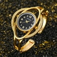 thumbnail image 1 of Women's Luxury Gold Bracelet Watch - Unique Orbit Design with Crystal Accents, Round Black Dial, Open Cuff Style Quartz Wristwatch for Formal Events, Casual Wear, and Daily Accessory, 1 of 3