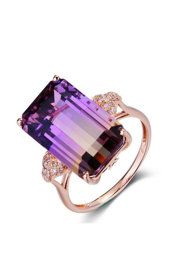 Women's Luxury Micro-Inlay Tourmaline Rose Gold Colored Gemstone Ring