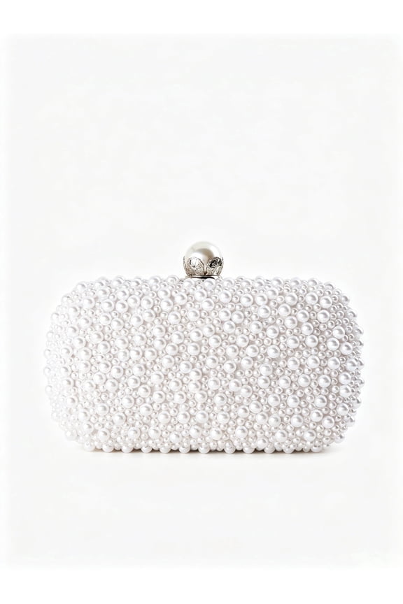 Women's Luxury Pearl Beaded Evening Clutch Purse for Wedding Party and Formal Events