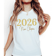 thumbnail image 1 of Women's Luxury T-Shirt - Gold Glitter 2026 New Chapter Graphic Short Sleeve Tee - Sparkling Radiance Shine Pattern for Elegant New Year Gala Party Tops, 1 of 5