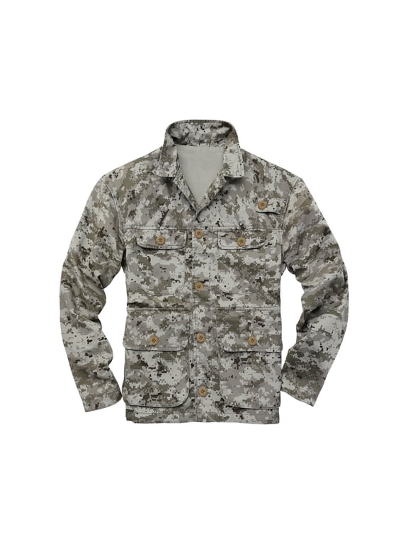 Men's M65 Camo Outdoor Jacket, Cotton Casual Utility Coat With Multi Pockets