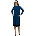 thumbnail image 1 of Women's MICRO SUEDE Layered Side Slit Tunic Style Below the Knee Length Midi Dress, 1 of 4