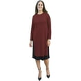 thumbnail image 1 of Women's MICRO SUEDE Layered Side Slit Tunic Style Below the Knee Length Midi Dress, 1 of 4