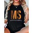 thumbnail image 1 of Women's MS Warrior Leopard Print Graphic T-Shirt Multiple Sclerosis Awareness Black Tee, 1 of 6