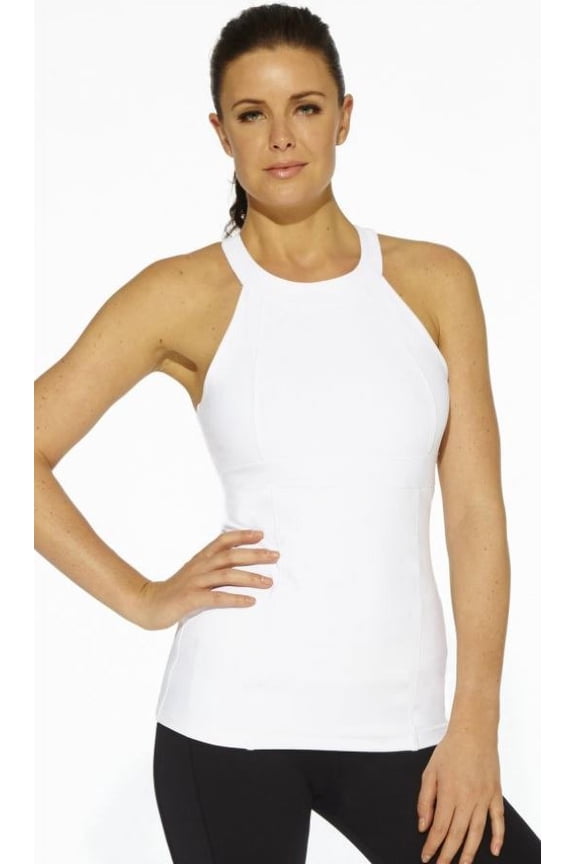 Women's MSP by Miraclesuit 4006 Essentials Hi Neck Miraslim Built In Bra Tank (White L)