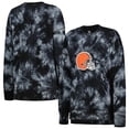 thumbnail image 1 of Women's MSX by Michael Strahan Black Cleveland Browns Bailey Tie-Dye Tri-Blend Pullover Sweatshirt, 1 of 3