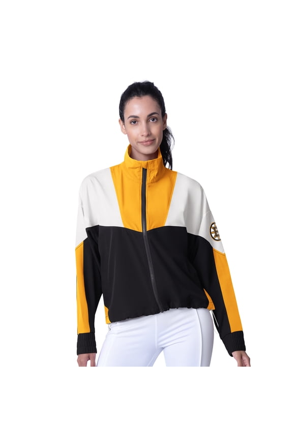 Women's MSX by Michael Strahan  Black/Gold Boston Bruins Tessa Full-Zip Jacket