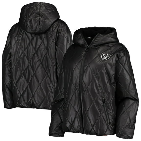 Women's MSX by Michael Strahan Black Las Vegas Raiders Charlotte Full-Zip Hoodie Puffer Jacket