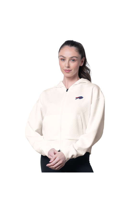 Women's MSX by Michael Strahan Cream Buffalo Bills Eleanor Full-Zip Hoodie