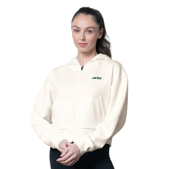 Women's MSX by Michael Strahan Cream New York Jets Eleanor Full-Zip Hoodie