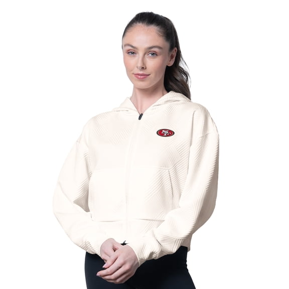 Women's MSX by Michael Strahan Cream San Francisco 49ers Eleanor Full-Zip Hoodie