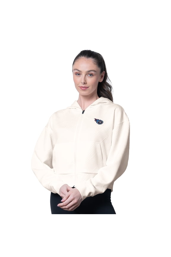 Women's MSX by Michael Strahan Cream Tennessee Titans Eleanor Full-Zip Hoodie