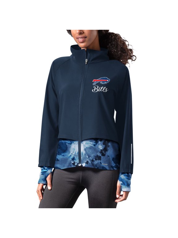Women's MSX by Michael Strahan Navy Buffalo Bills Grace Raglan Full-Zip Running Jacket