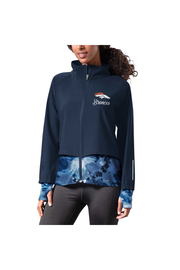 Women's MSX by Michael Strahan Navy Denver Broncos Grace Raglan Full-Zip Running Jacket