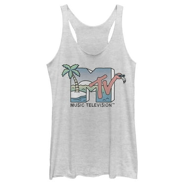 Women's MTV Rainbow Logo Racerback Tank Top White Heather Large ...