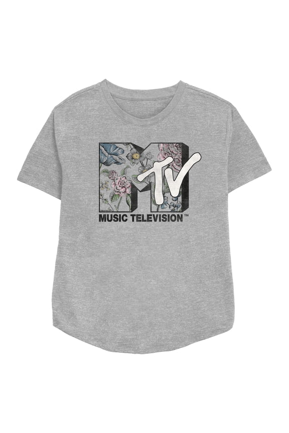 Women's MTV Botanical Retro Logo Graphic Tee Athletic Heather X Small