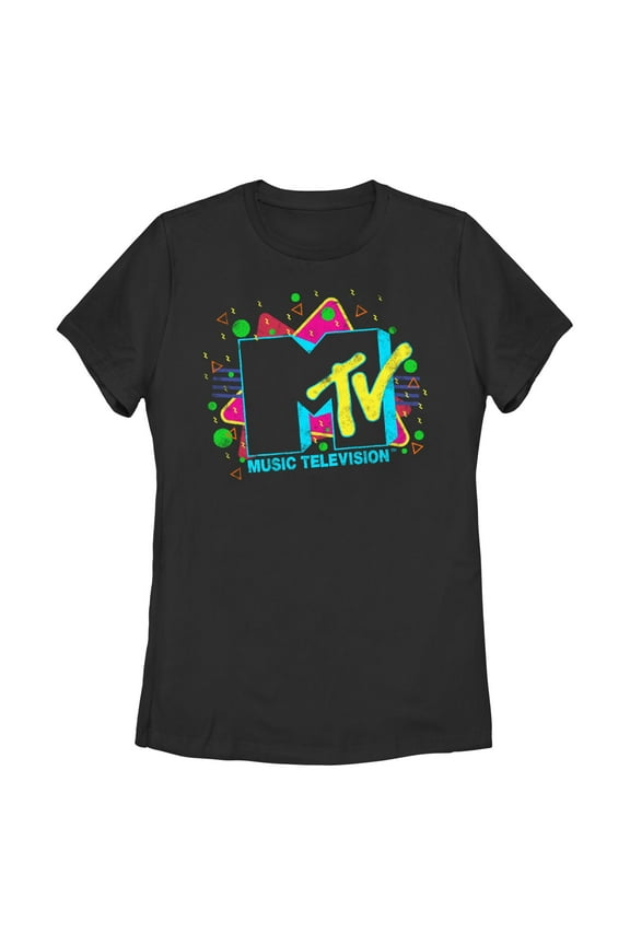 Women's MTV Colorful Laser Party Logo  Graphic T-Shirt