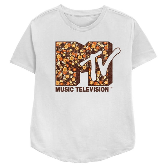 Women's MTV Floral Fall Logo Graphic Tee White Large