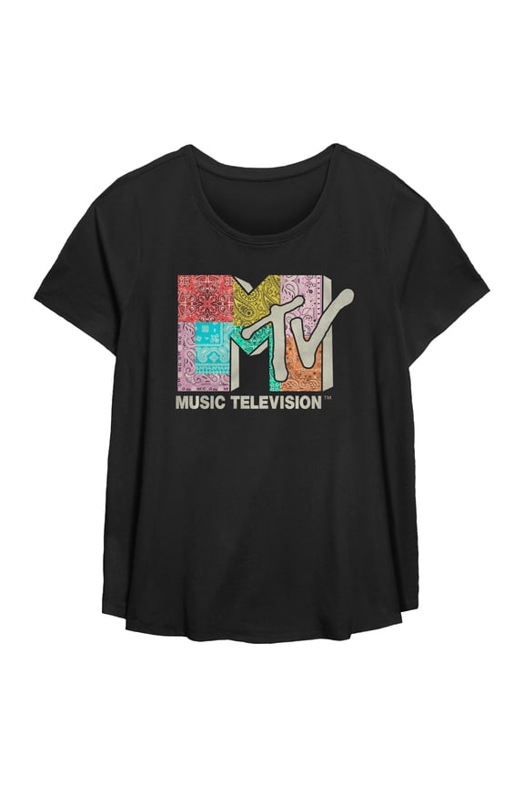 Women's MTV Paisley Patchwork Logo Graphic T-Shirt