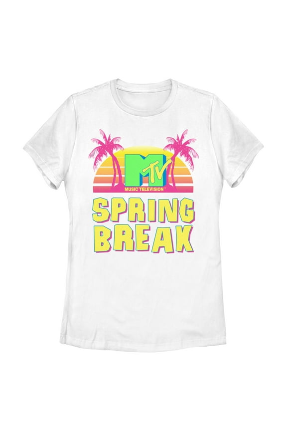 Women's MTV Retro Spring Break Graphic Tee White 2X Large