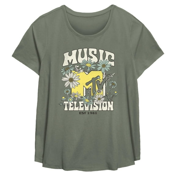 Women's MTV Retro Wildflower Logo  Graphic T-Shirt