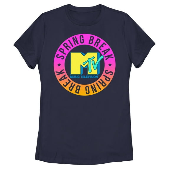 Women's MTV Spring Break Circle Graphic Tee Navy Blue 2X Large